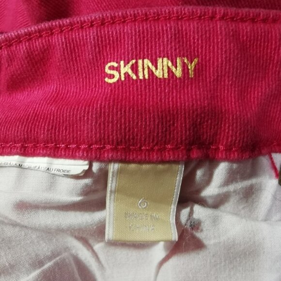 Michael Kors Mid-Rise Skinny Fit 5-Pocket Jeans in Dark Pink - Sz 6 - Picture 7 of 10